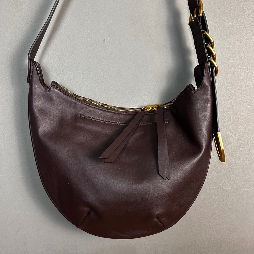 Rag Bone Crossbody Bag Brown Leather Med Spire Minimalist Crescent Clean Girl - Picture 7 of 13